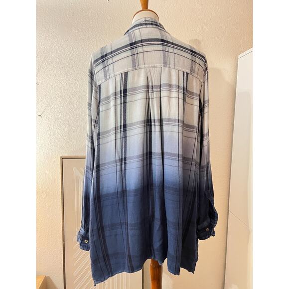 Lane Bryant Womens Blue Plaid Flannel Button Up Shirt Plus Size 14/16 Soft - Picture 5 of 9